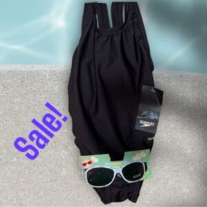 Speedo Girls' Swimsuit One Piece Prolt Super Pro Solid Youth with sunglasses